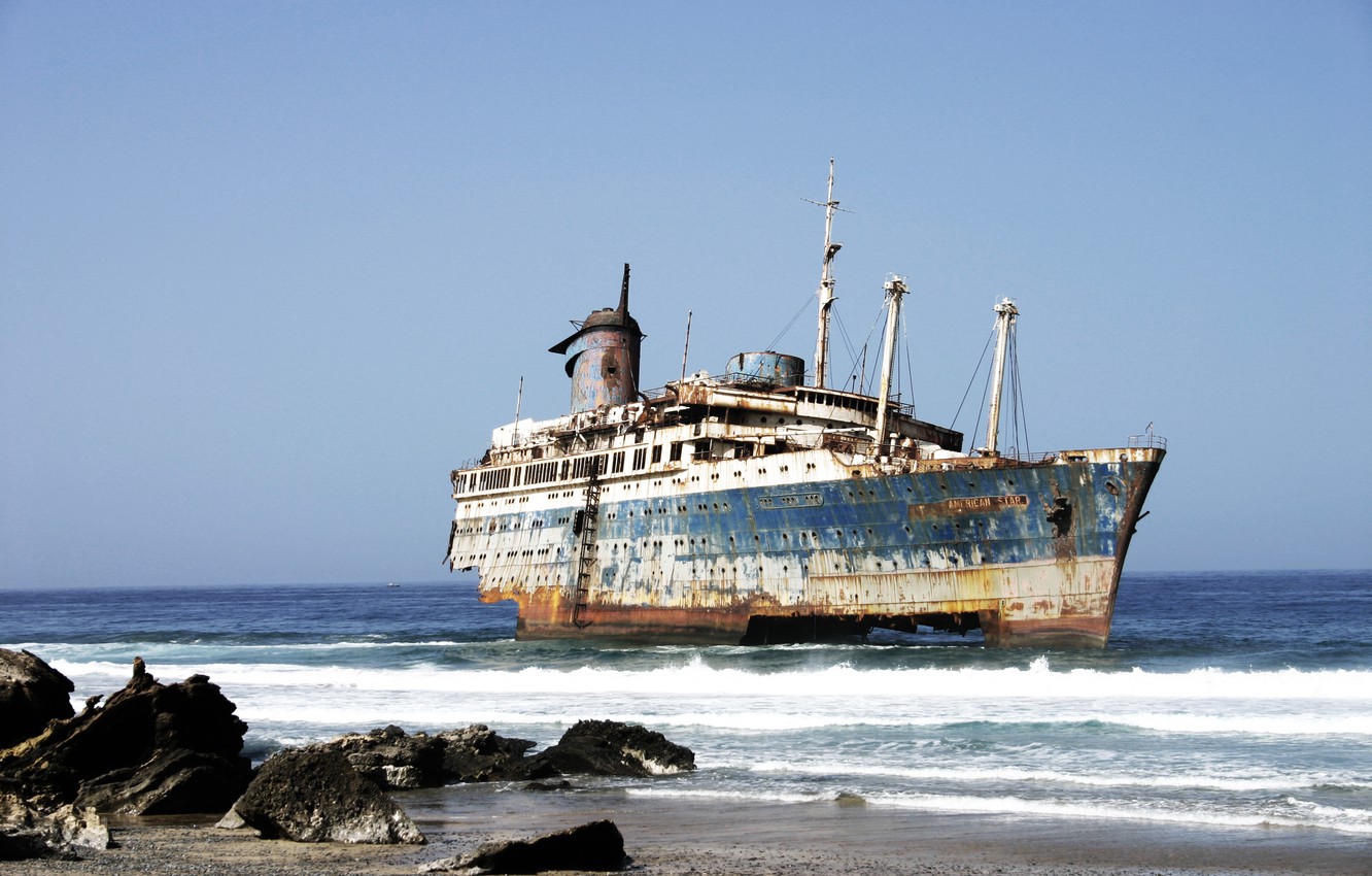 Photo Wallpaper Sea, Stones, Shore, Ghost - American Star Shipwreck - HD Wallpaper 
