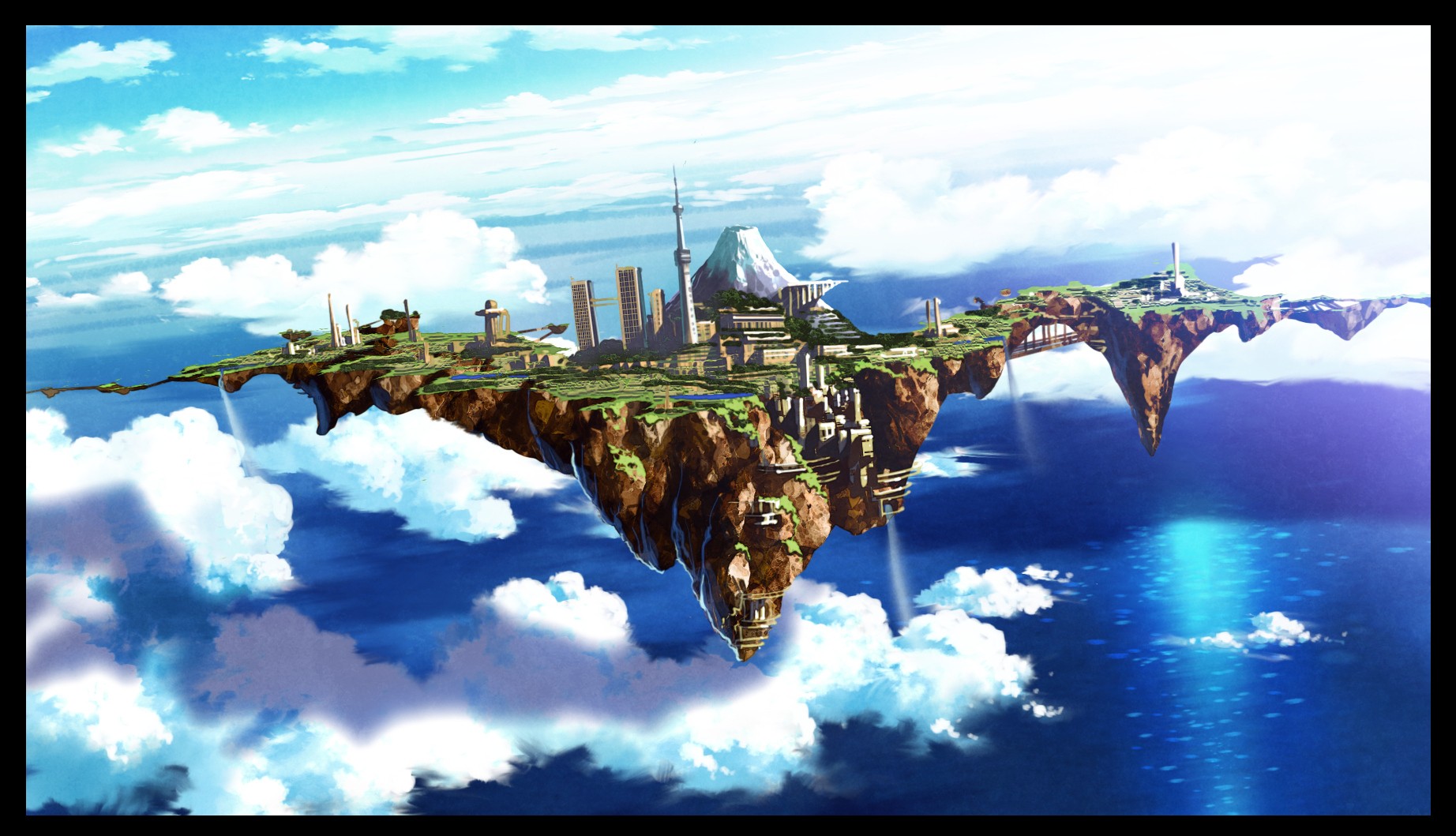 Wallpaper - Fantasy Sky City Art - HD Wallpaper 