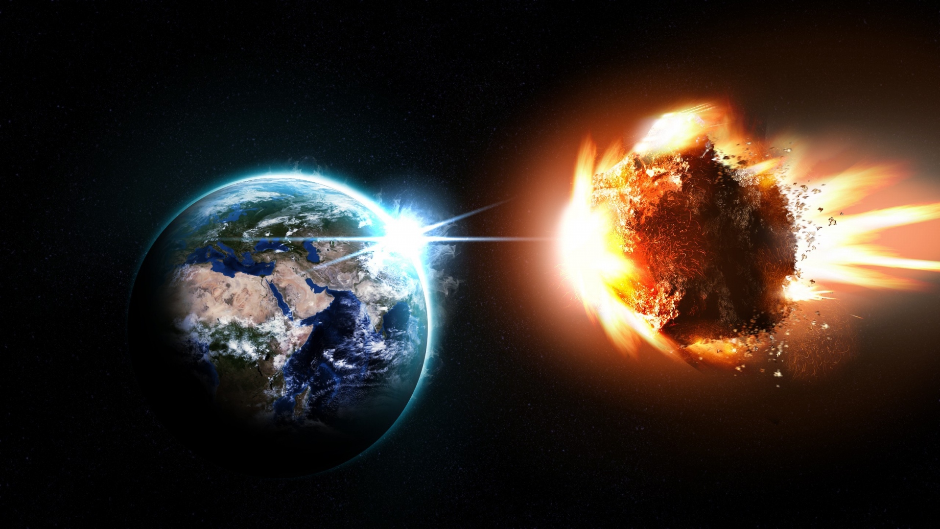 Wallpaper Meteor Earth Fire - Asteroid Hd - HD Wallpaper 