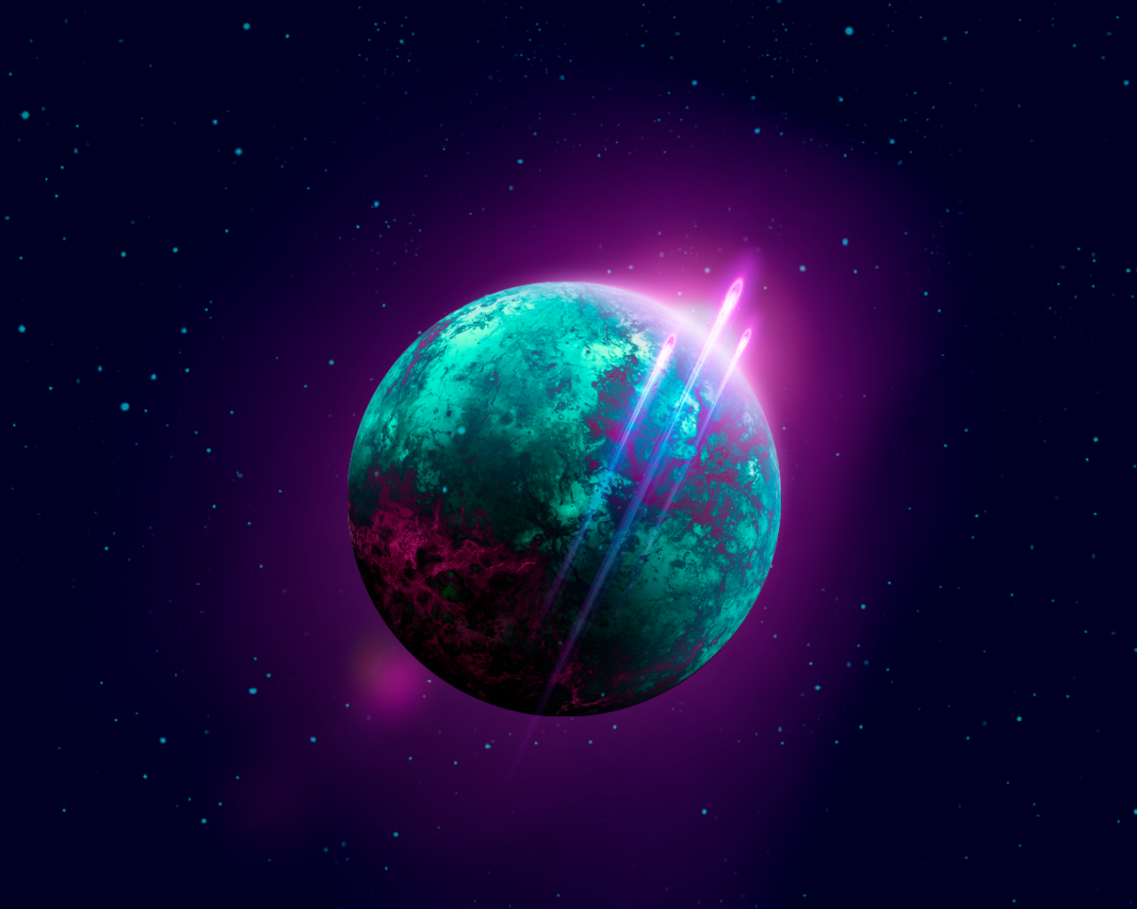 Planet, Stars, Purple Light, Sci-fi - Retro Space Wallpaper Hd - HD Wallpaper 