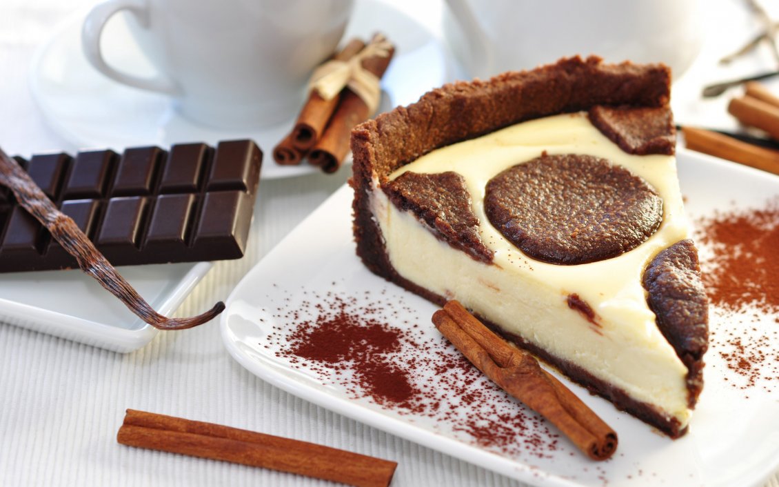 Download Wallpaper Cheesecake With Chocolate And Cinnamon - Cheesecake Hq - HD Wallpaper 
