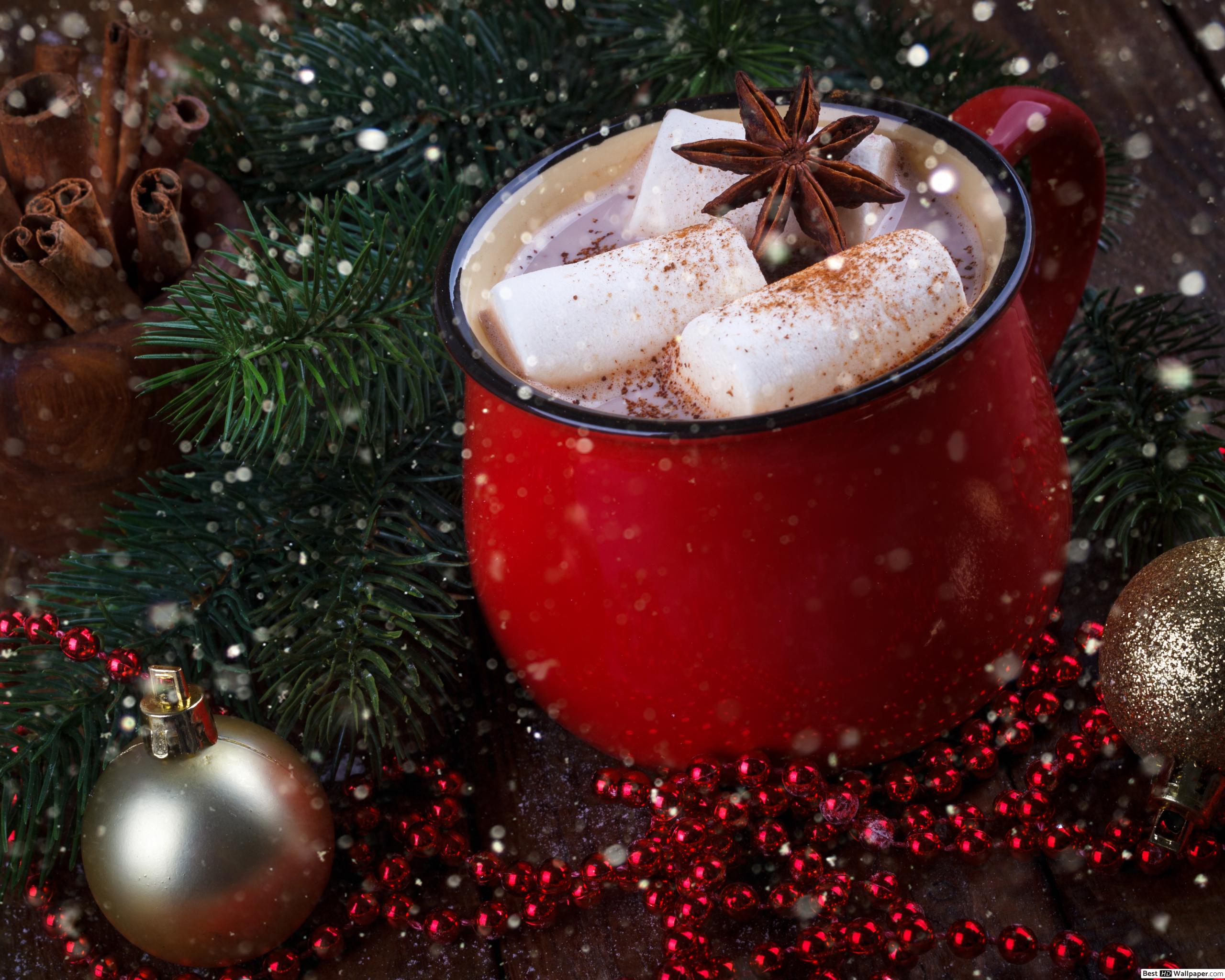 Hot Chocolate Marshmallow Christmas - HD Wallpaper 