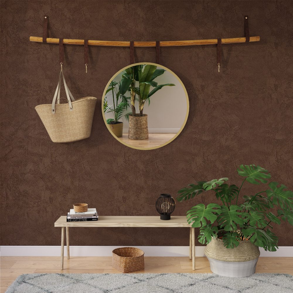 Non-woven Wallpaper Ravenne Colour Chocolate - Papier Peint Bois 4 Murs - HD Wallpaper 