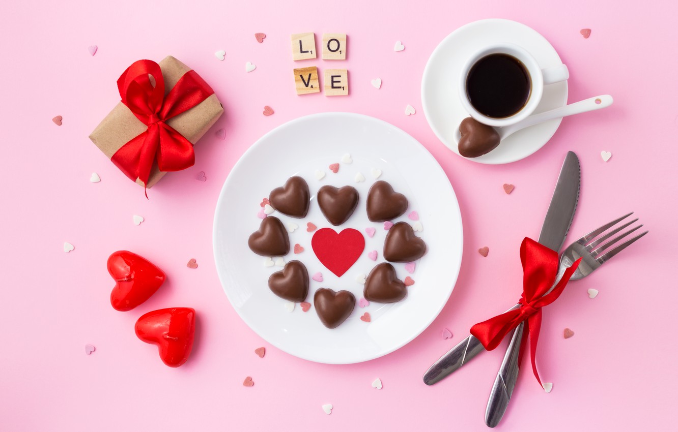Photo Wallpaper Holiday, Gift, Chocolate, Candy, Hearts, - Honmei Choco - HD Wallpaper 
