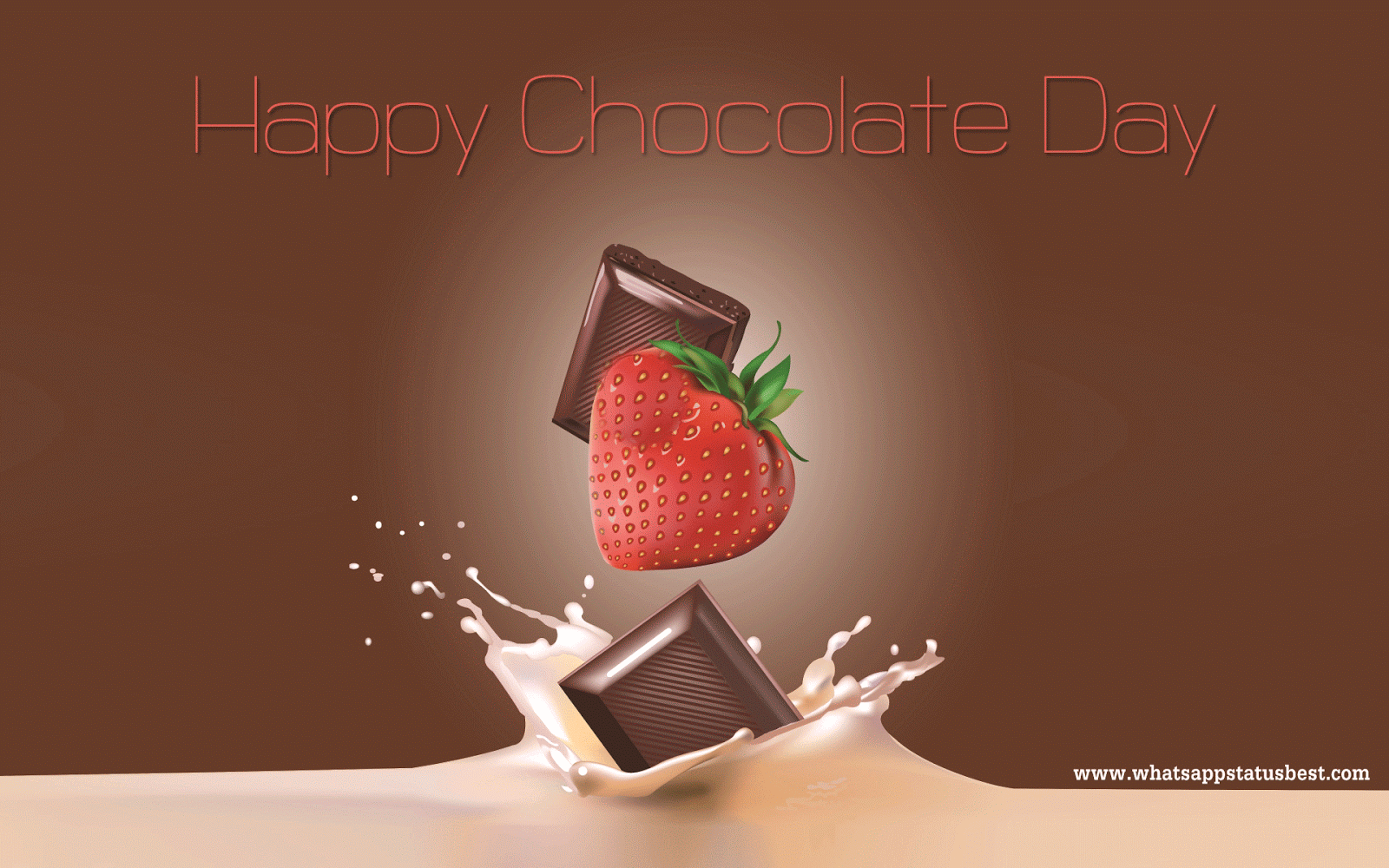 Happy Chocolate Day Strawberry Chocolate And Milk Wallpaper - Happy Chocolate Day New - HD Wallpaper 