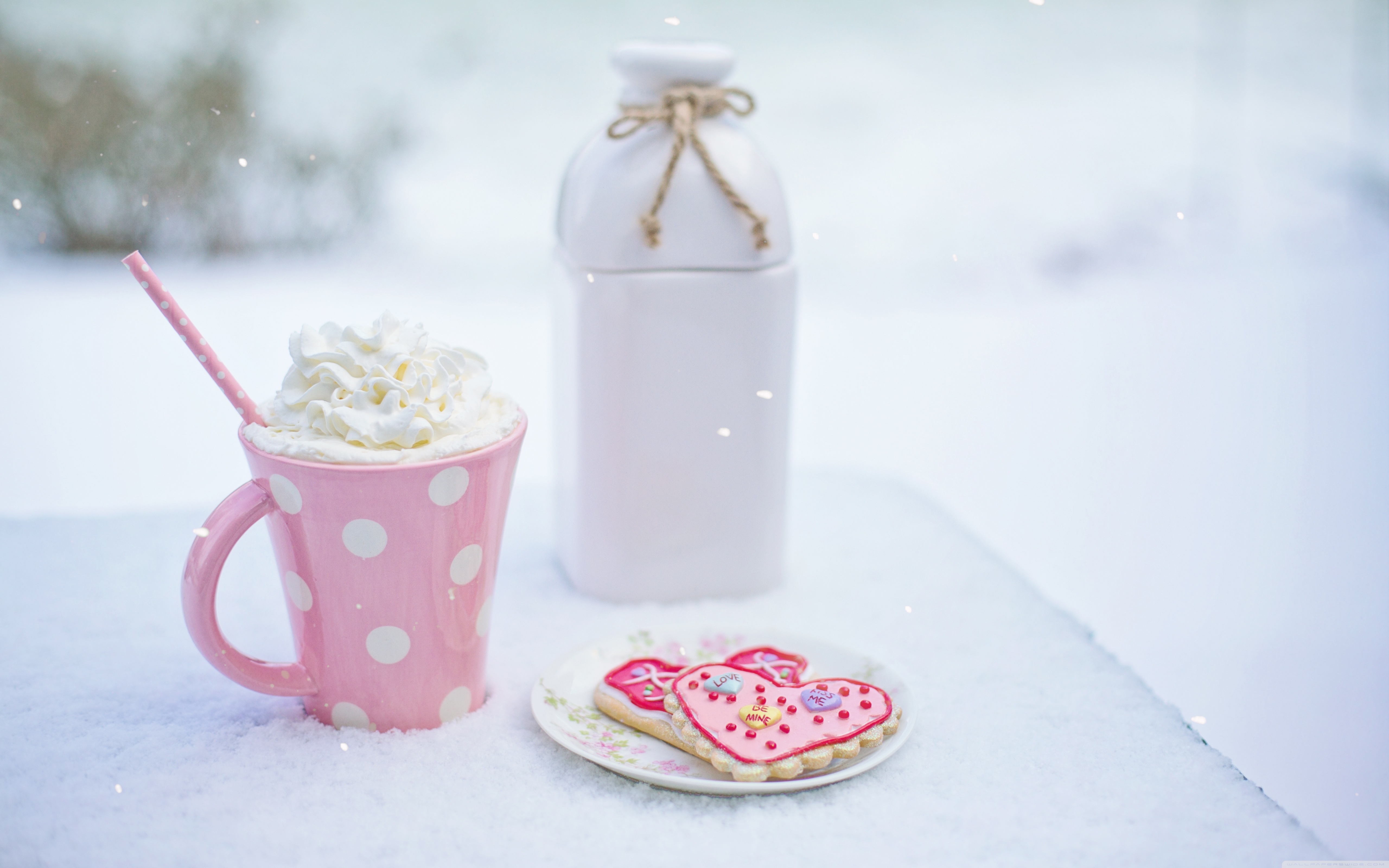 Heart Cookies And Hot Chocolate - HD Wallpaper 