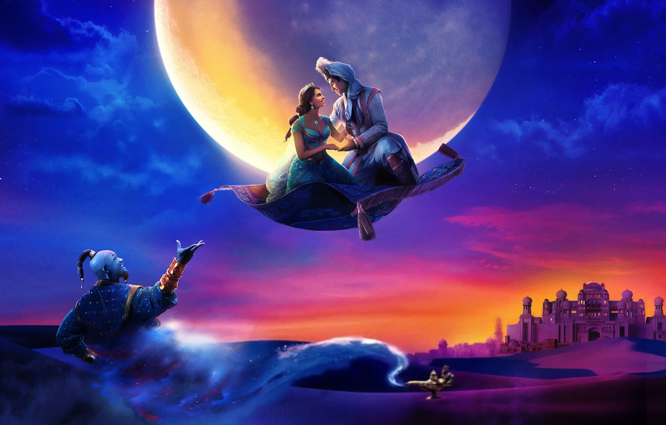 Photo Wallpaper Disney, Fantasy, Clouds, Tiger, The, - Aladdin Movie - HD Wallpaper 
