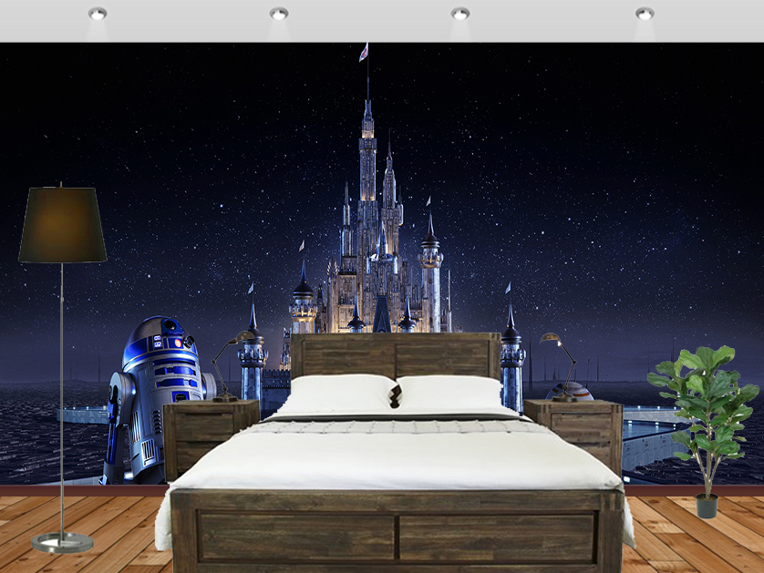 Disney Castle Night Lighting Wall Mural Bed Room - Epic Wallpapers For Bedroom - HD Wallpaper 
