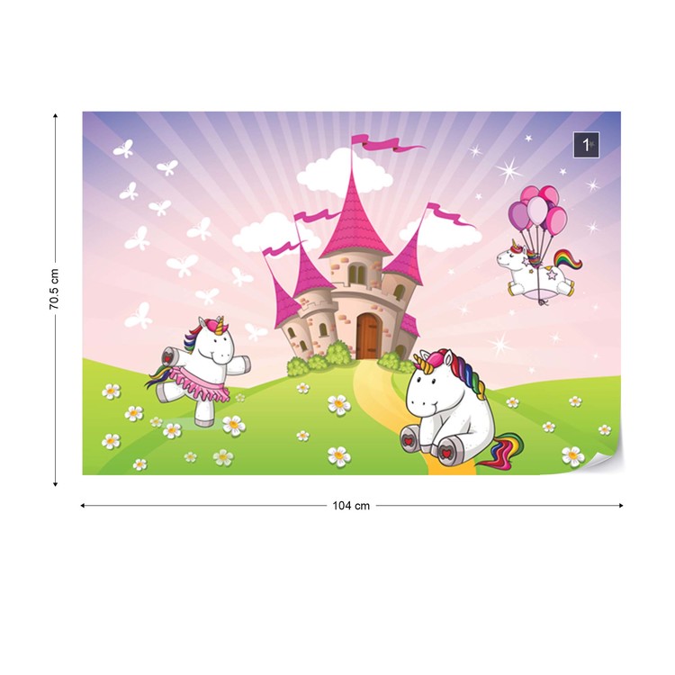 Unicorn Castle Wallpaper Mural - Castle Unicorn Wall Mural Cartoon - HD Wallpaper 