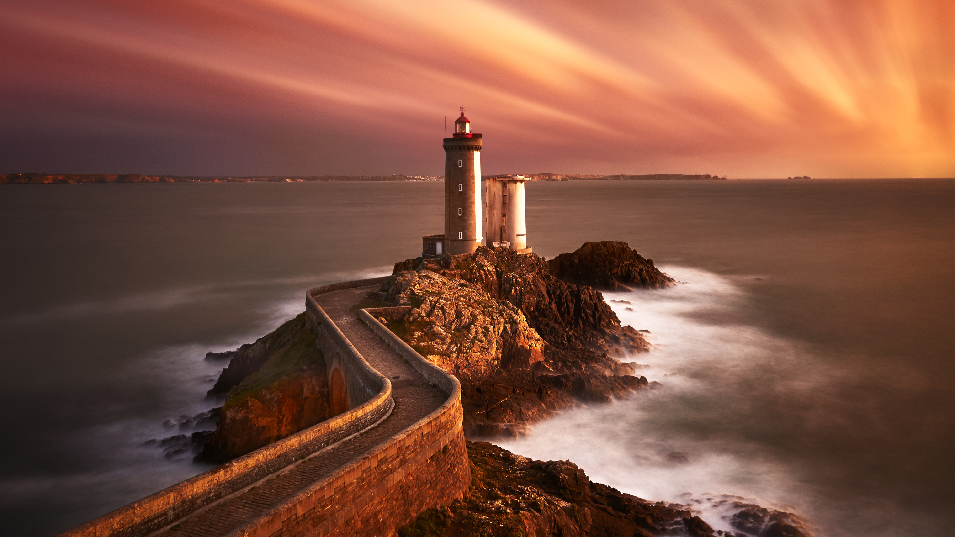 Lighthouse Sunset 4k - HD Wallpaper 