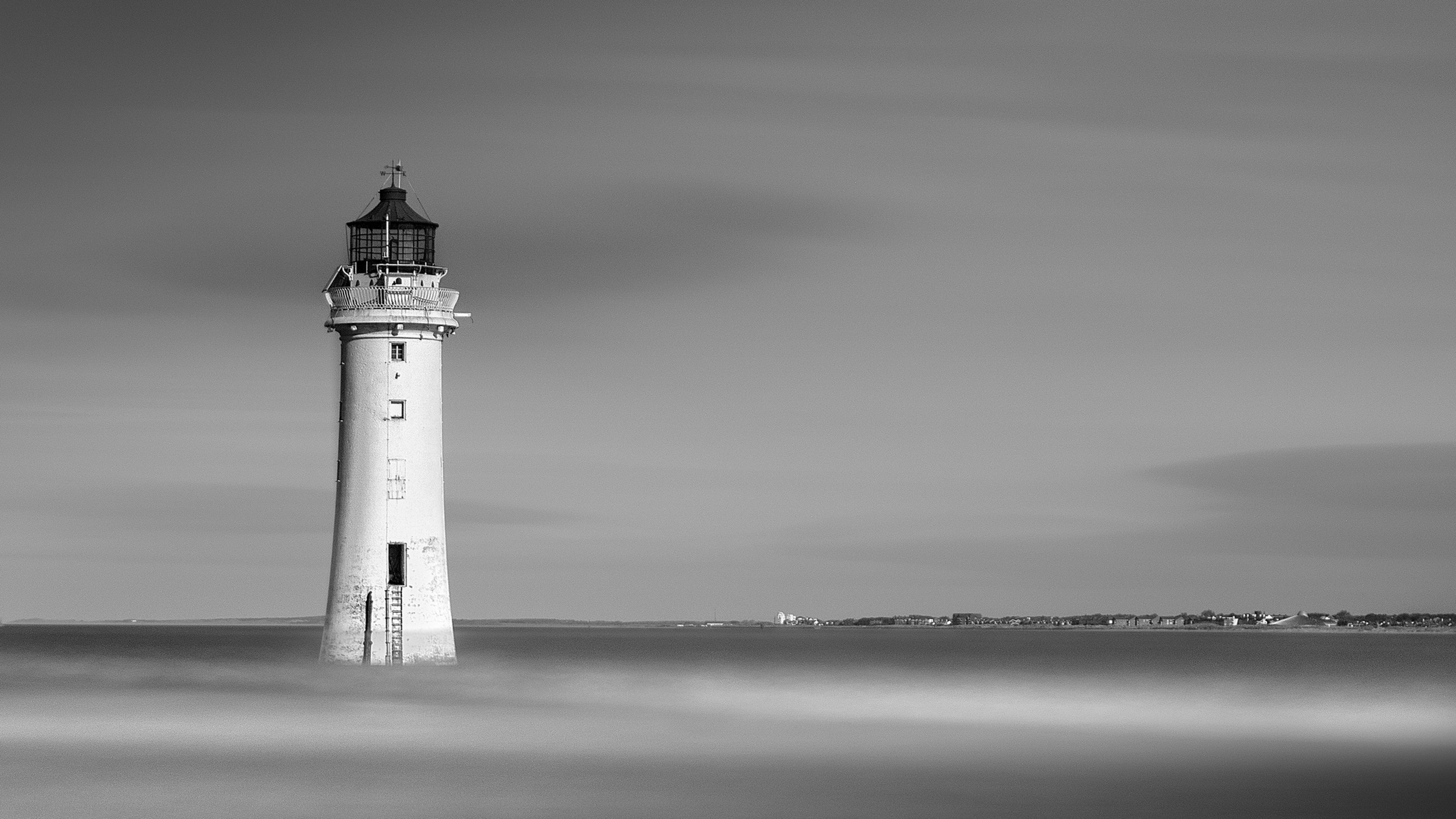 Lighthouse Black And White 1920 - HD Wallpaper 