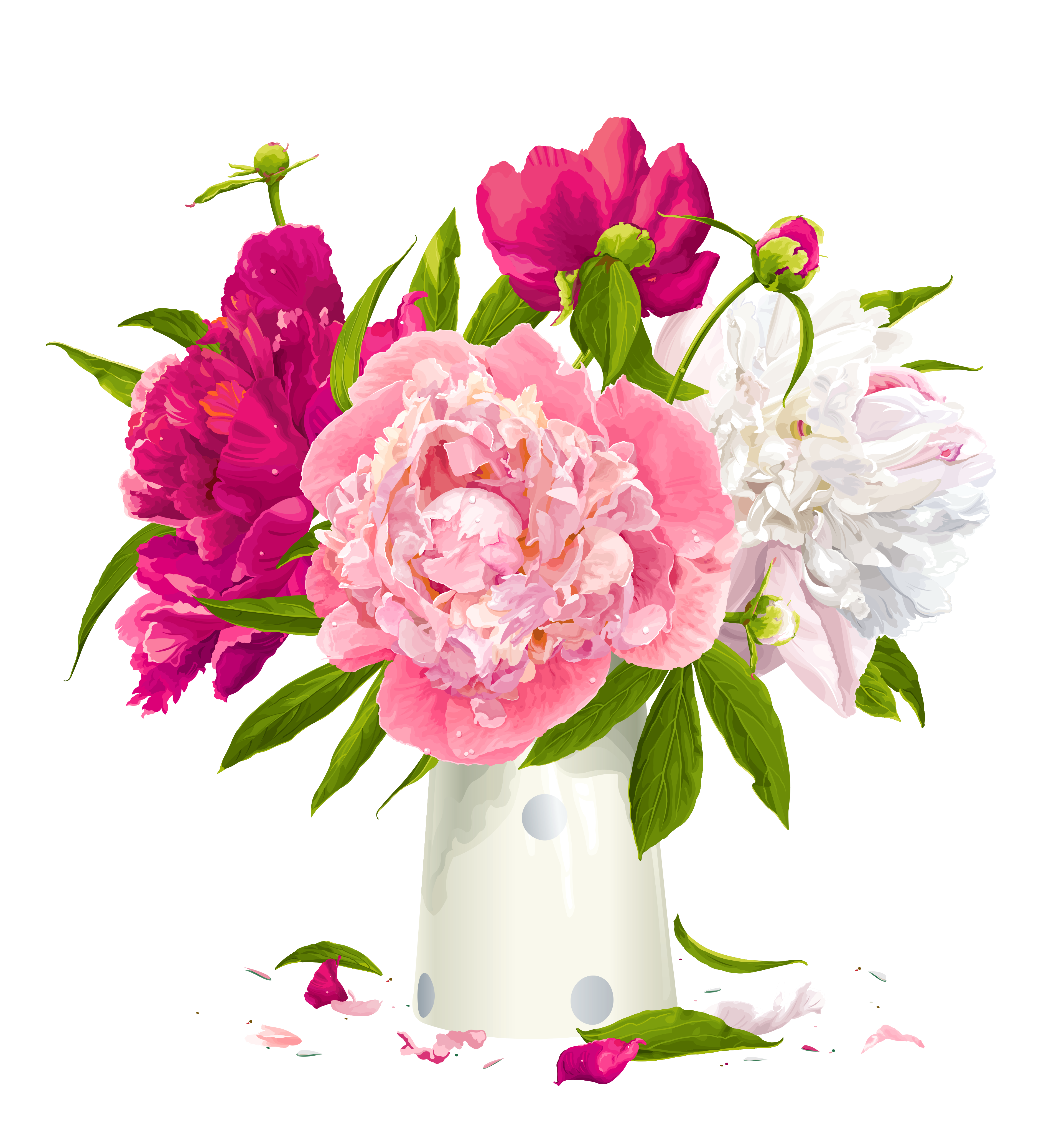 Peonies Clipart Peony Bouquet - Flowers In Vases Clipart - HD Wallpaper 
