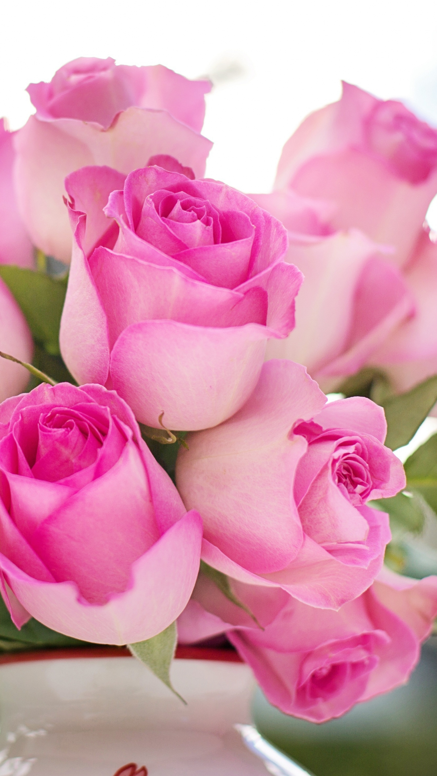 Flower Vase, Pink Roses, Fresh, Wallpaper - Rose Good Morning Msg - HD Wallpaper 