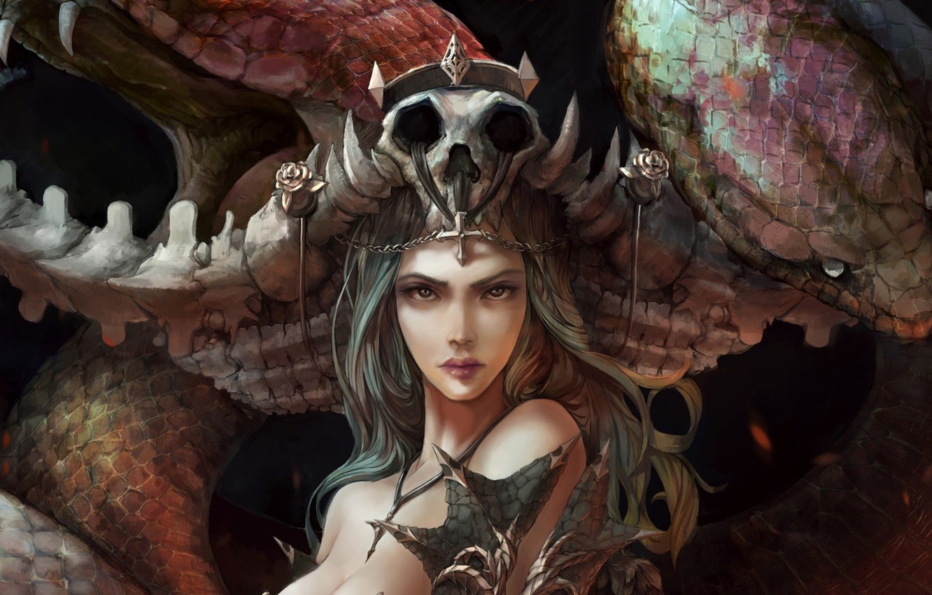 Photo Wallpaper Sake, Girl, Fantasy, Snake, Queen, - Dark Fantasy Snake Woman - HD Wallpaper 