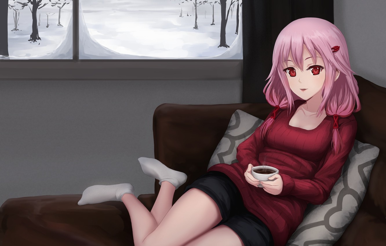 Photo Wallpaper Girl, Room, Anime, Window, Art, Guilty - Sitting - HD Wallpaper 