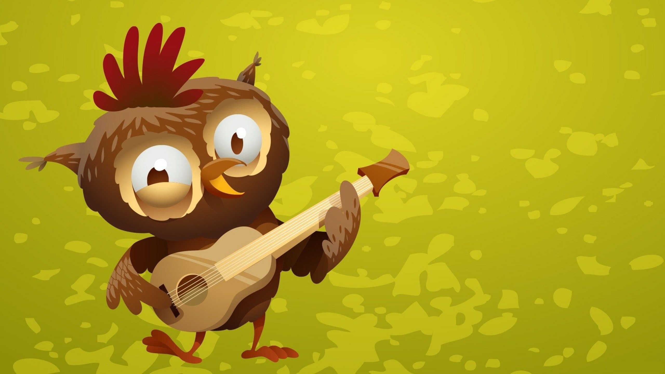 Wiki Funny Owl Cartoon Playing Guitar Background - Funny Pic Cartoon Hd -  2560x1440 Wallpaper 
