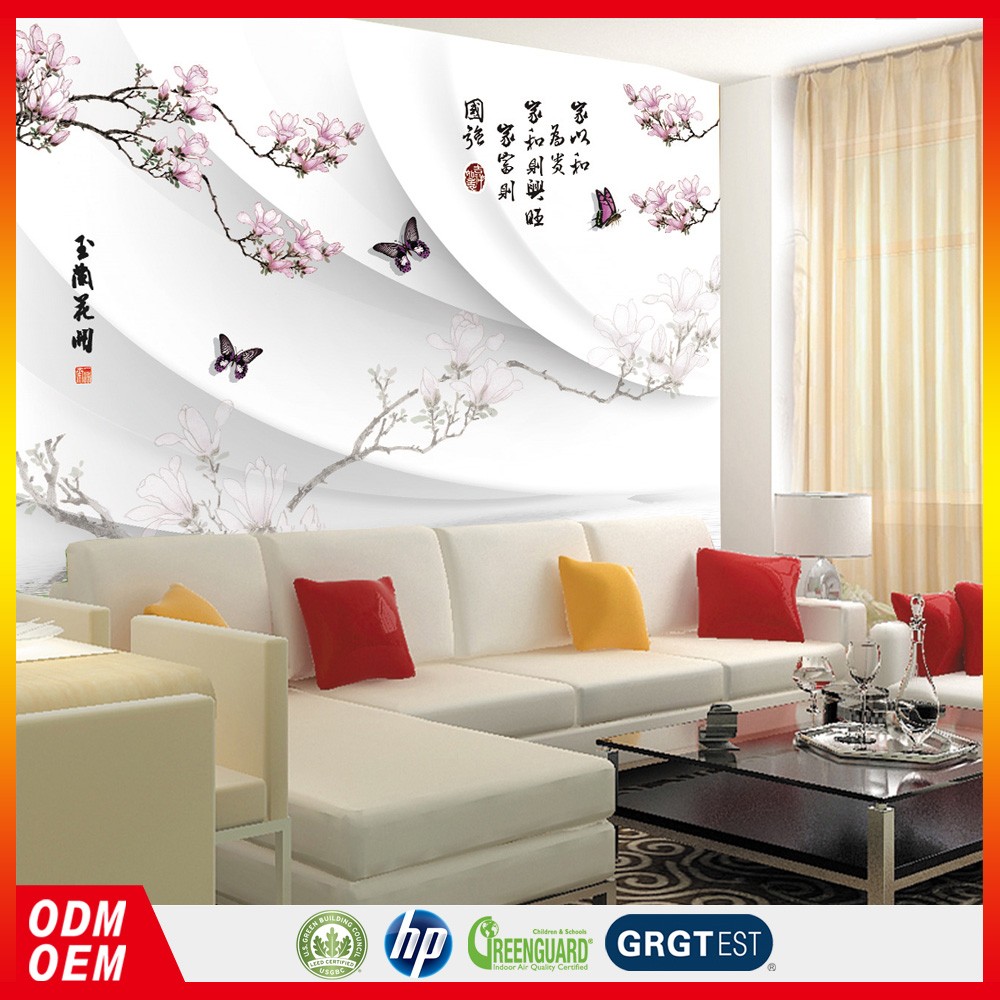 Decorative Wall Paper Peach Flower 3d Design Wallpaper - Variety Room Paintings - HD Wallpaper 