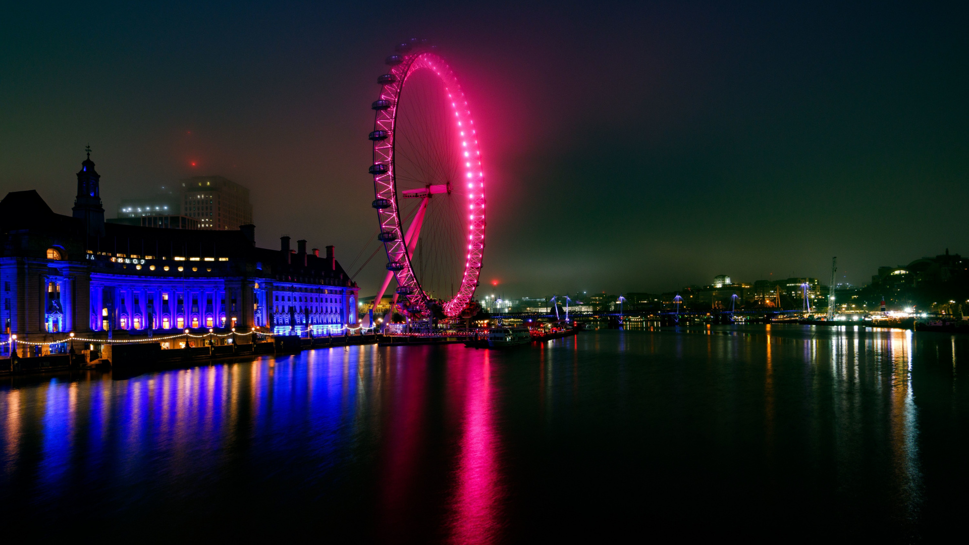 London, Amusement Park, Cityscape, Waterfront, Ferris - Ferris Wheel - HD Wallpaper 