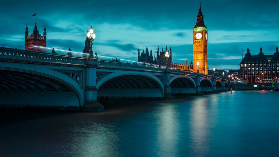 London, The River Thames, Bridge, Night Pictures, Landscapes, - River Thames At Night London - HD Wallpaper 