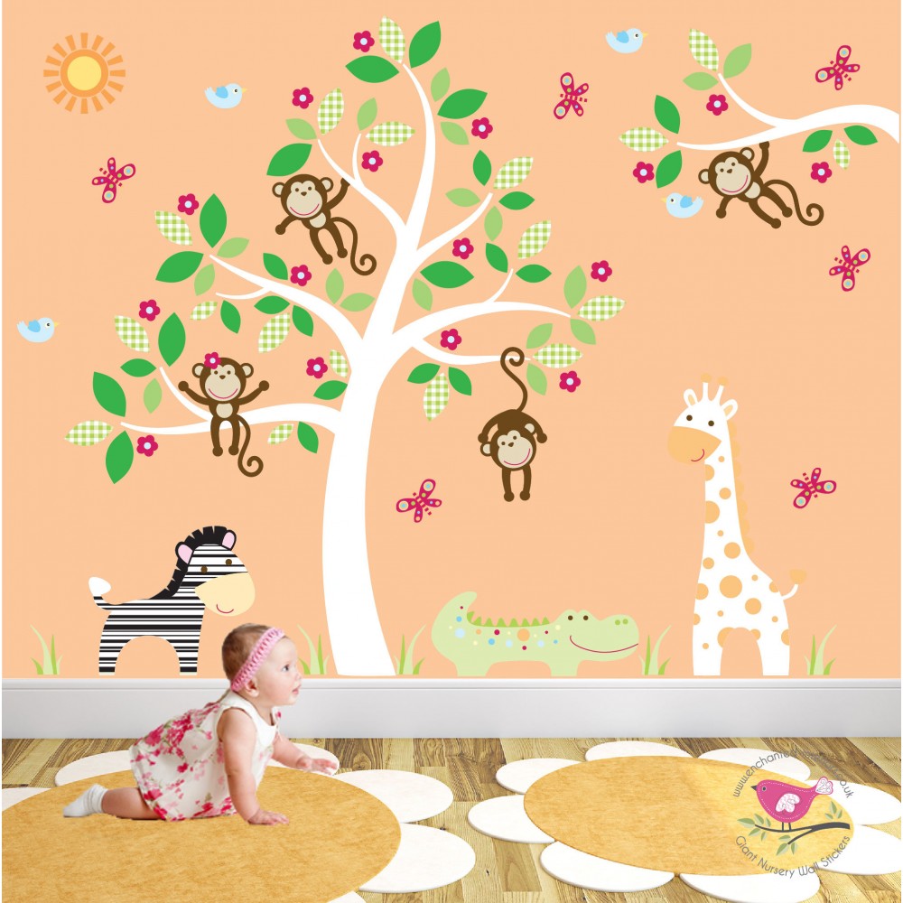 Safari Nursery Wall Stickers - Giraffe - HD Wallpaper 