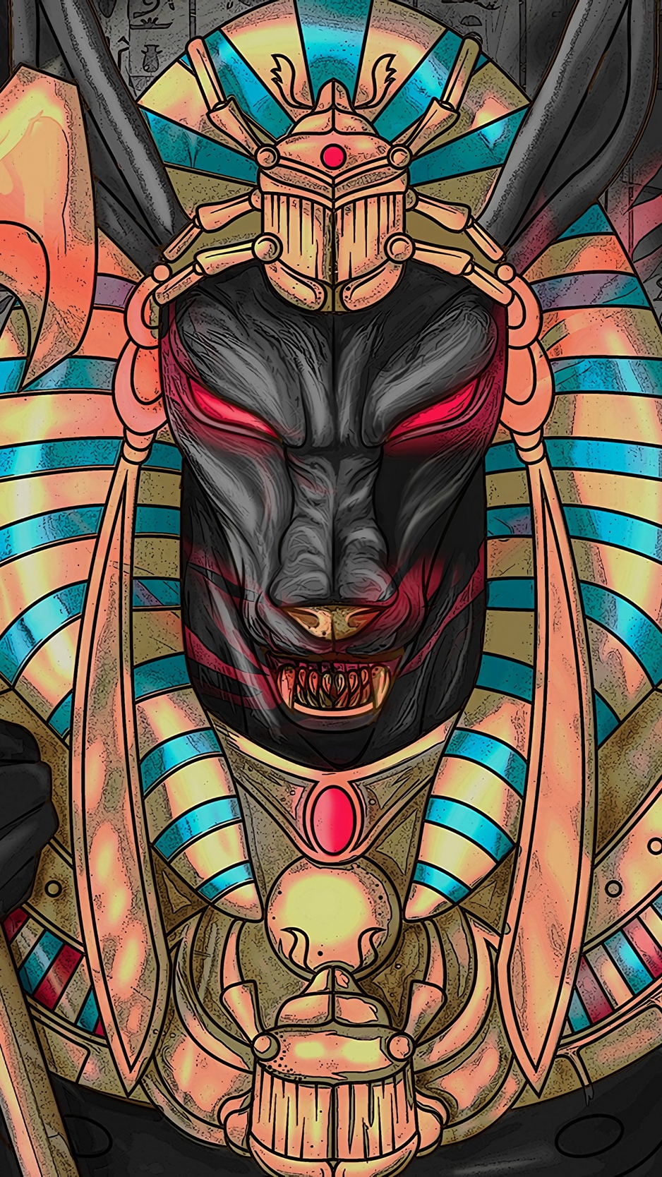 Wallpaper Wolf, Pharaoh, Art, Ancient Egypt - HD Wallpaper 