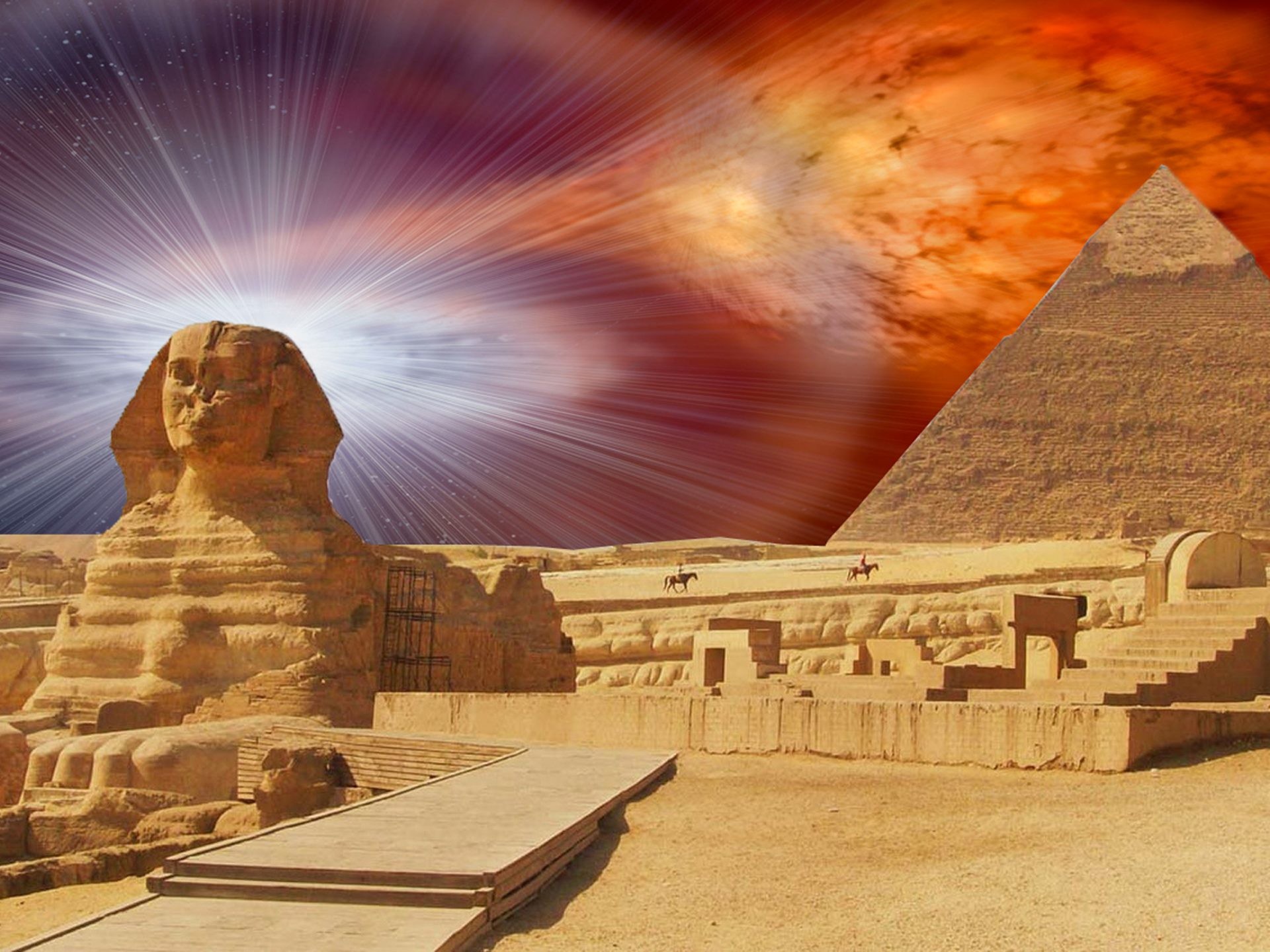 Sphinx Wallpapers - Egyptian Pyramids Great Giza Pyramid With Background - HD Wallpaper 
