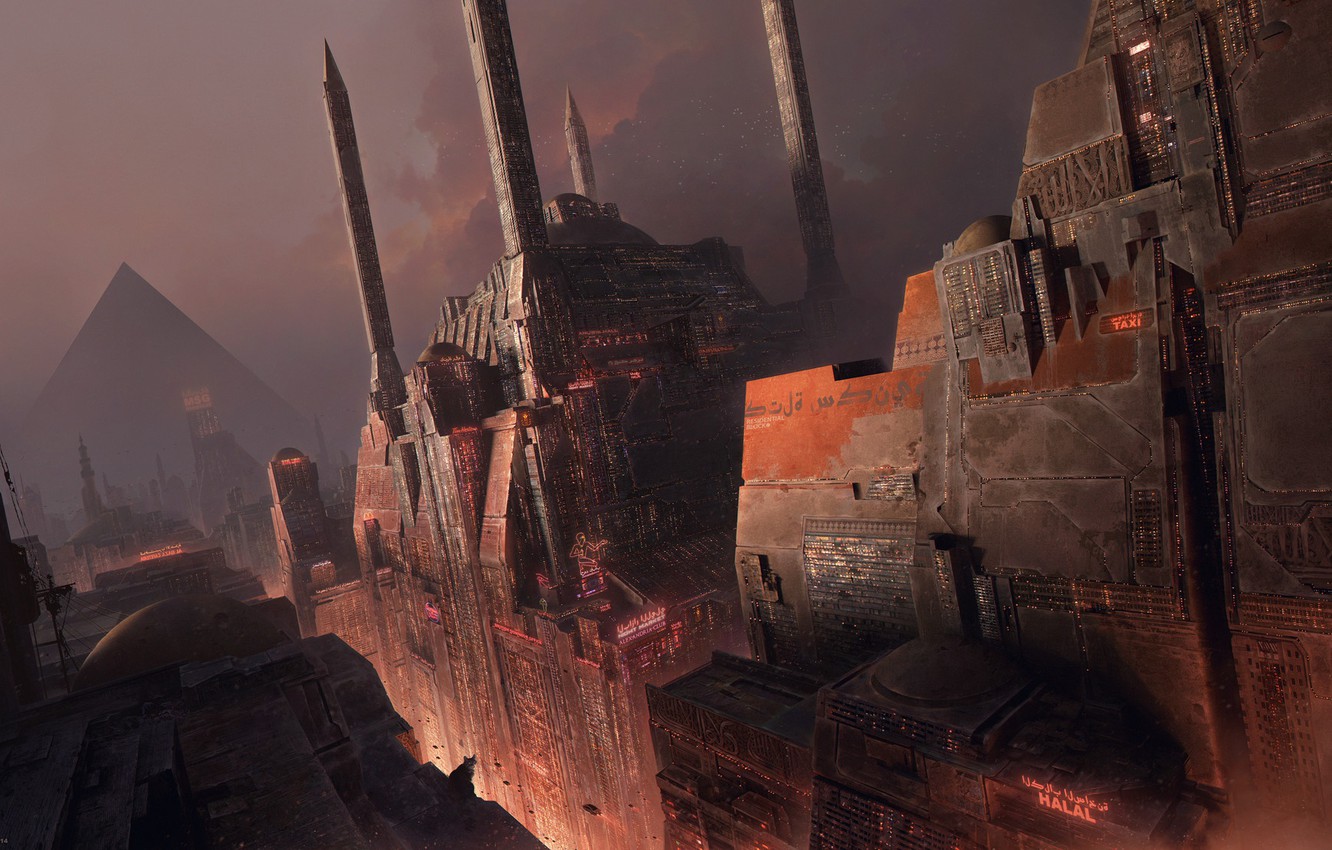 Photo Wallpaper Cat, The City, Pyramid, Facilities, - Wallpaper - HD Wallpaper 