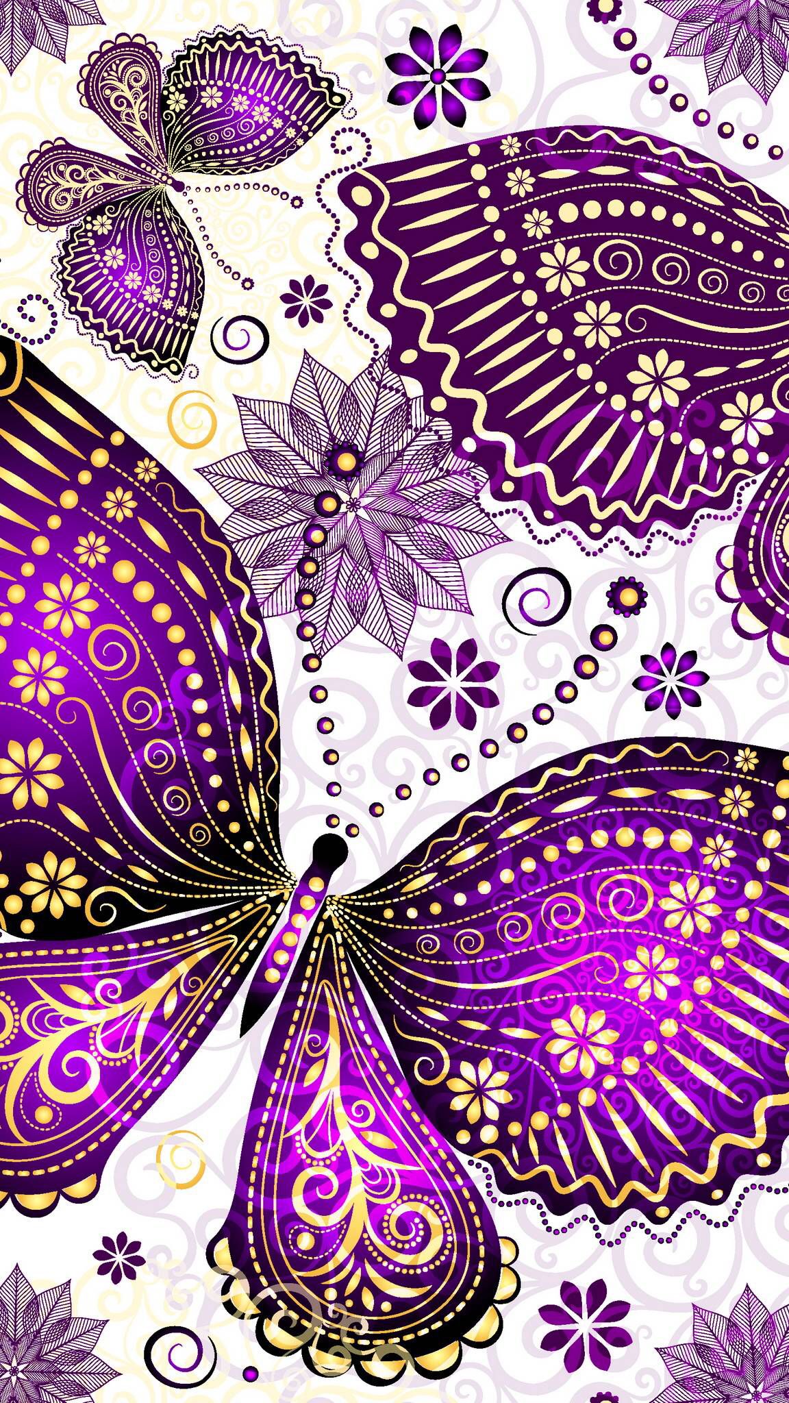 Purple And Gold Butterfly - HD Wallpaper 