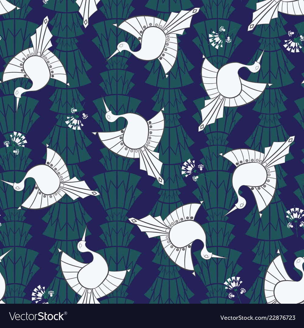 Art Deco Bird Pattern - HD Wallpaper 