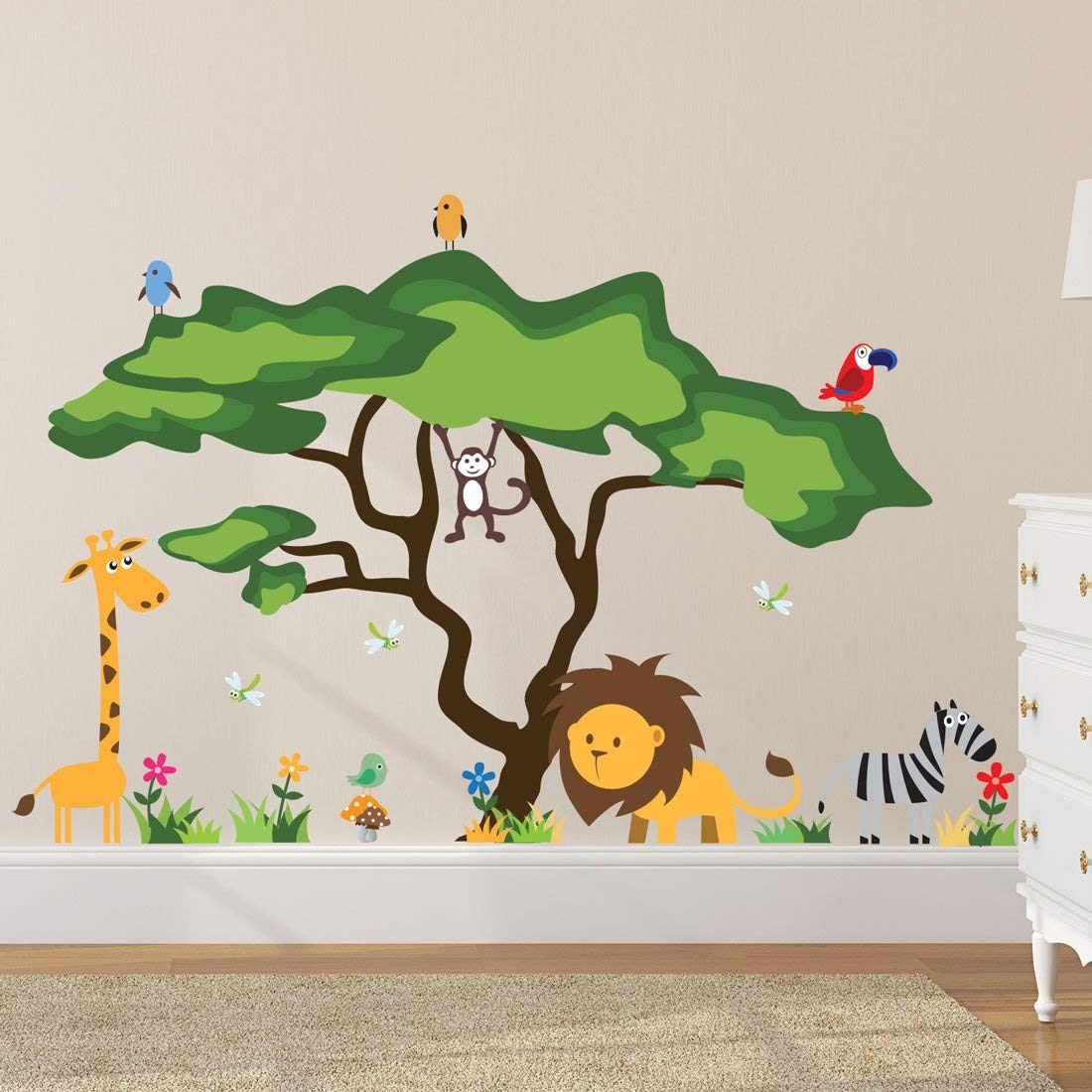 Timber Artbox Cute Animals In The Jungle Wall Decals - Safari Nursery Ideas - HD Wallpaper 