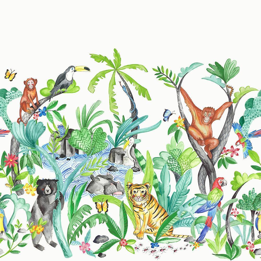 Animal Pattern Wallpaper - Jungle Wallpaper For Kids - HD Wallpaper 
