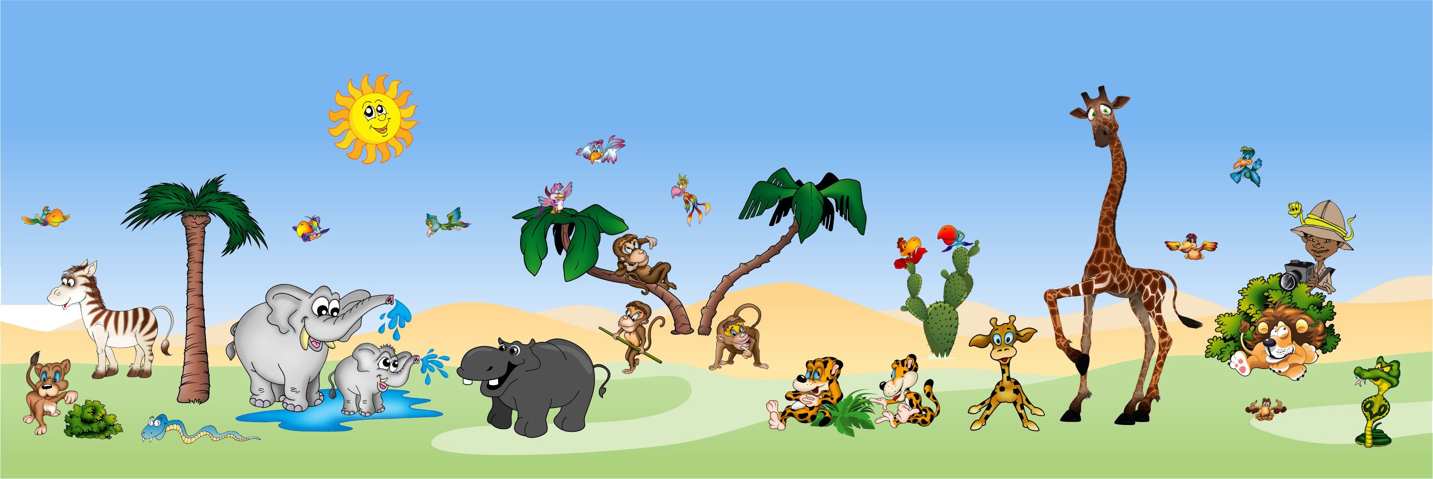 Toddler Jungle Clipart - Dětské Samolepky Na Zeď Safari - HD Wallpaper 
