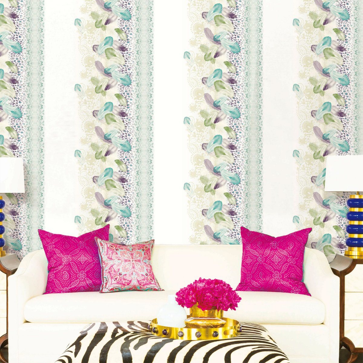 High Quality Feather Design Wallpaper Sound Proof Wall - Living Room - HD Wallpaper 