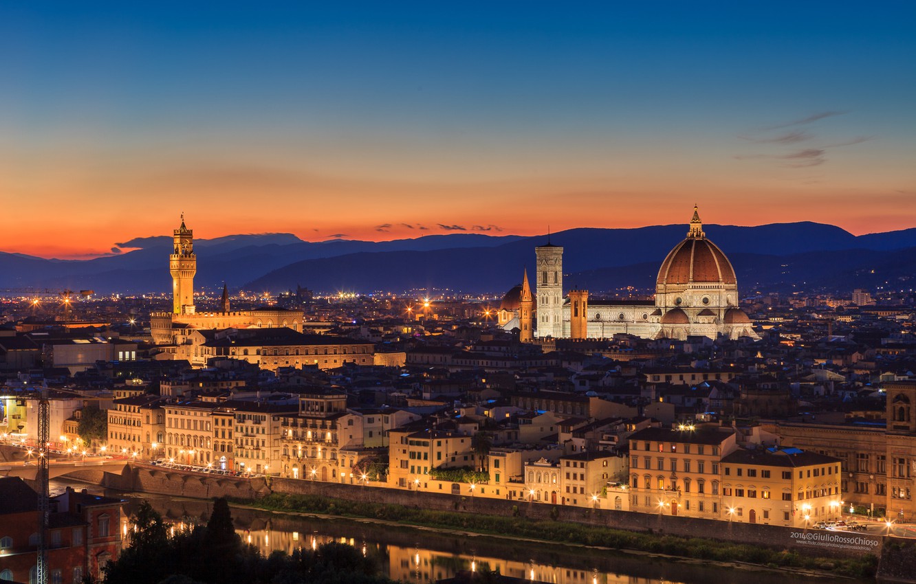 Photo Wallpaper The Sky, Sunset, Orange, The City, - Florence - HD Wallpaper 