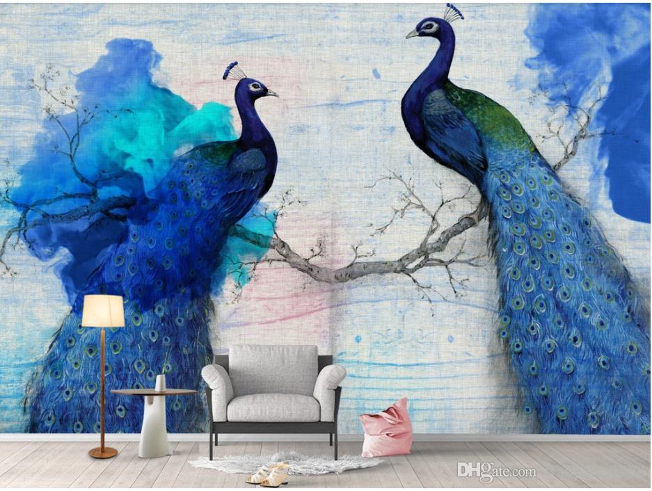 Bedroom Wall Painting Art Peacock - HD Wallpaper 
