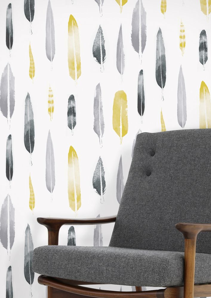 Yellow And Grey Feather - HD Wallpaper 