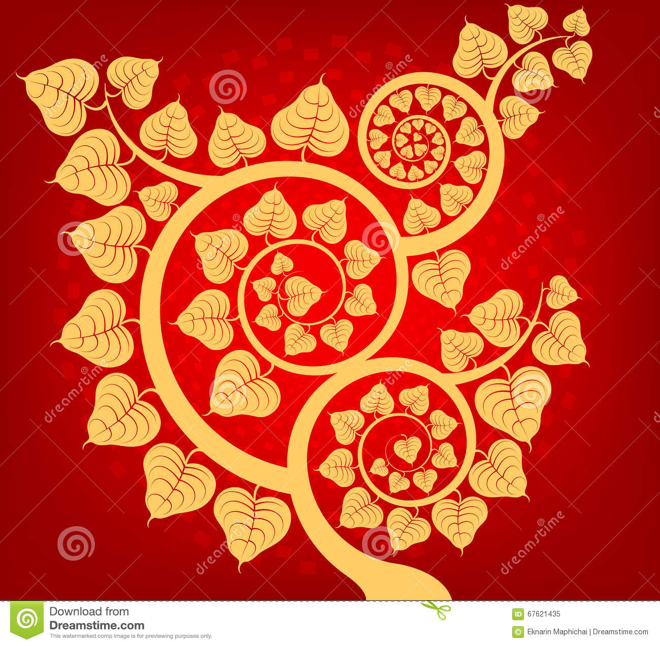 Bodhi Tree Asian Art Pattern - Bodha Tree Vector - HD Wallpaper 