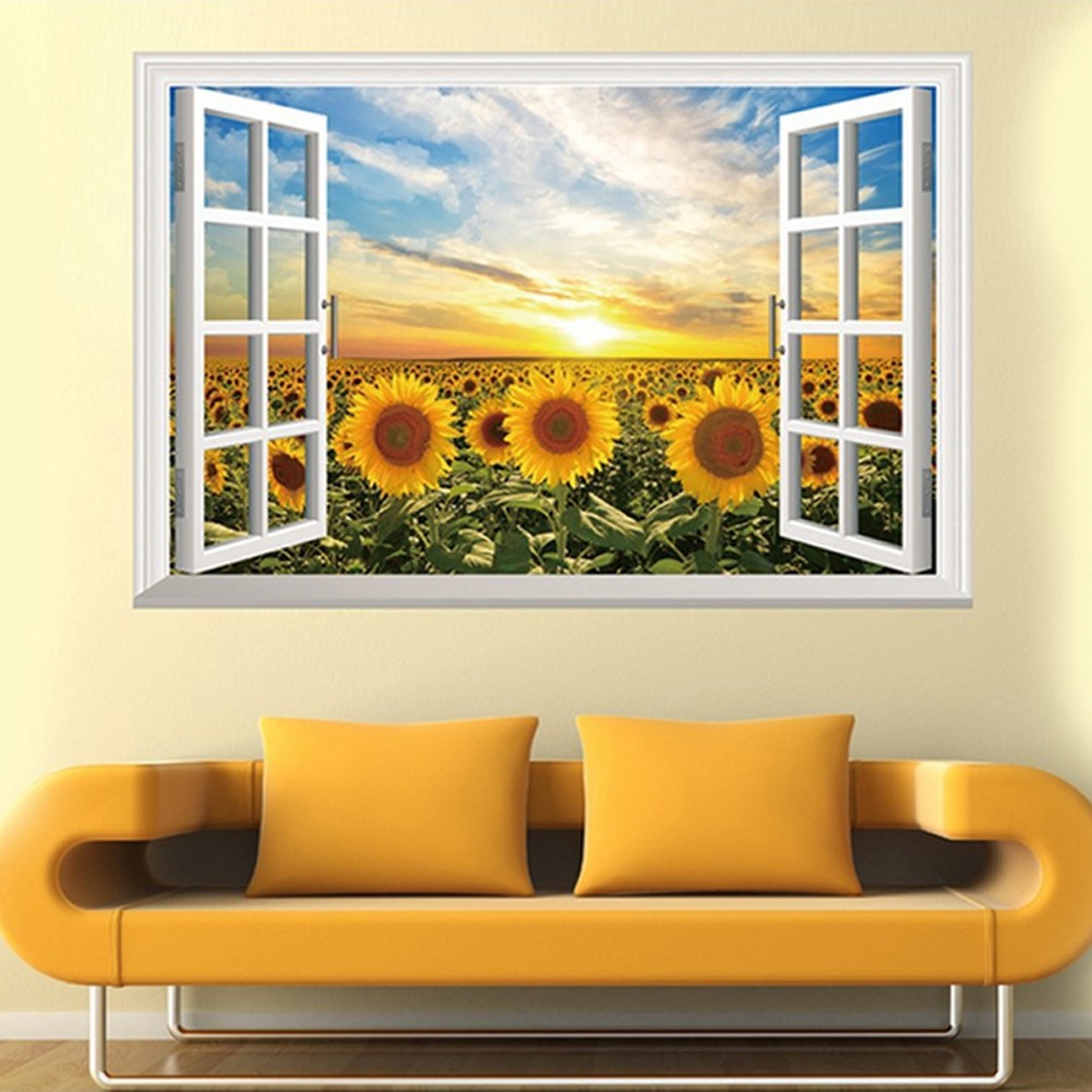 壁 貼 向日葵 窗 景 - HD Wallpaper 