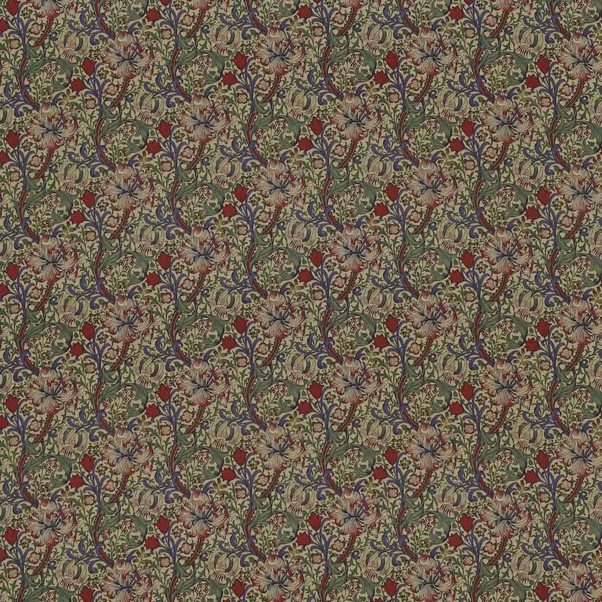 Golden Lily Minor Fabric Morris And Co Pink/natural - Motif - HD Wallpaper 