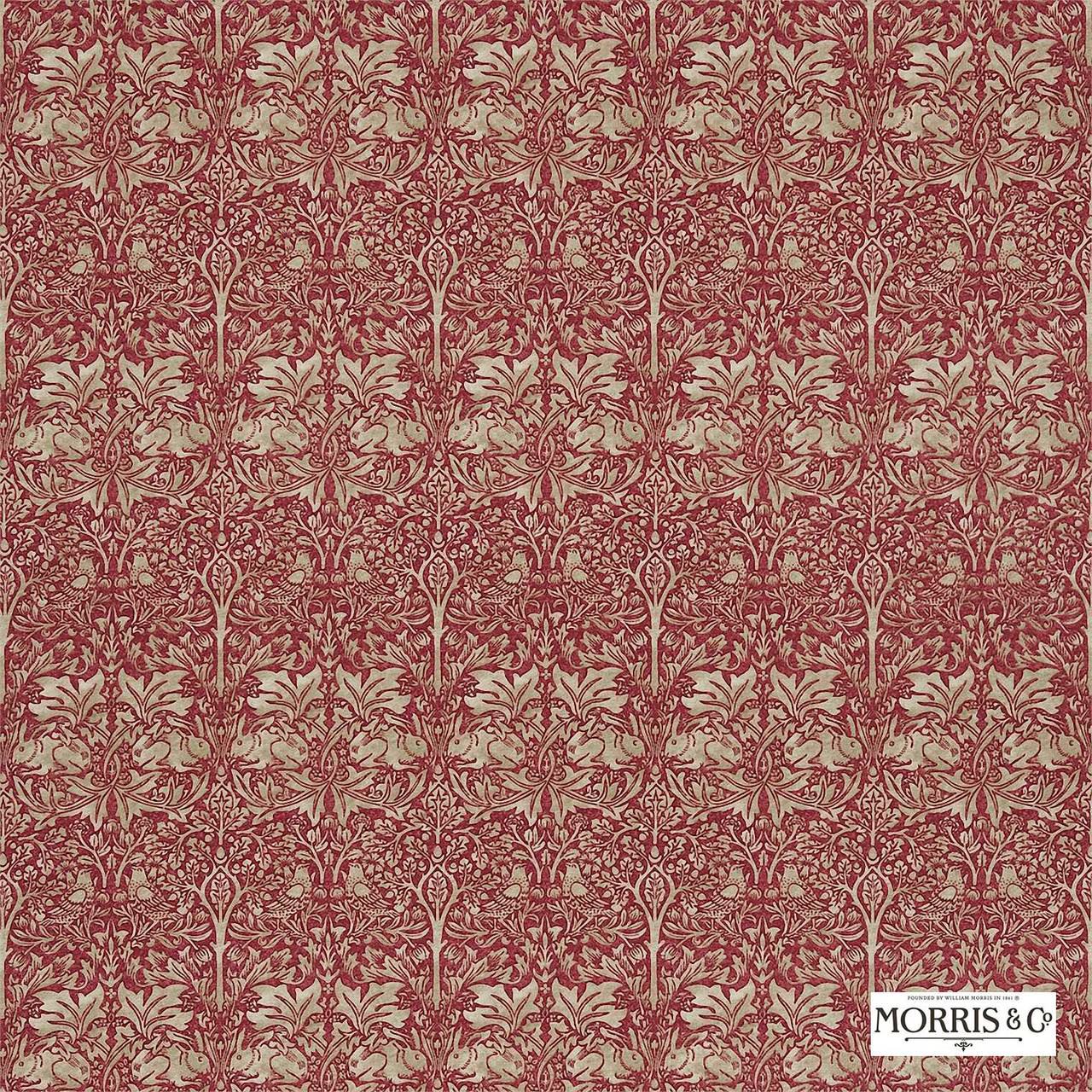 Red William Morris Fabric - HD Wallpaper 