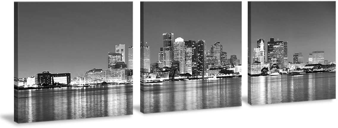 Black And White Skyline Canvas Paintings - HD Wallpaper 