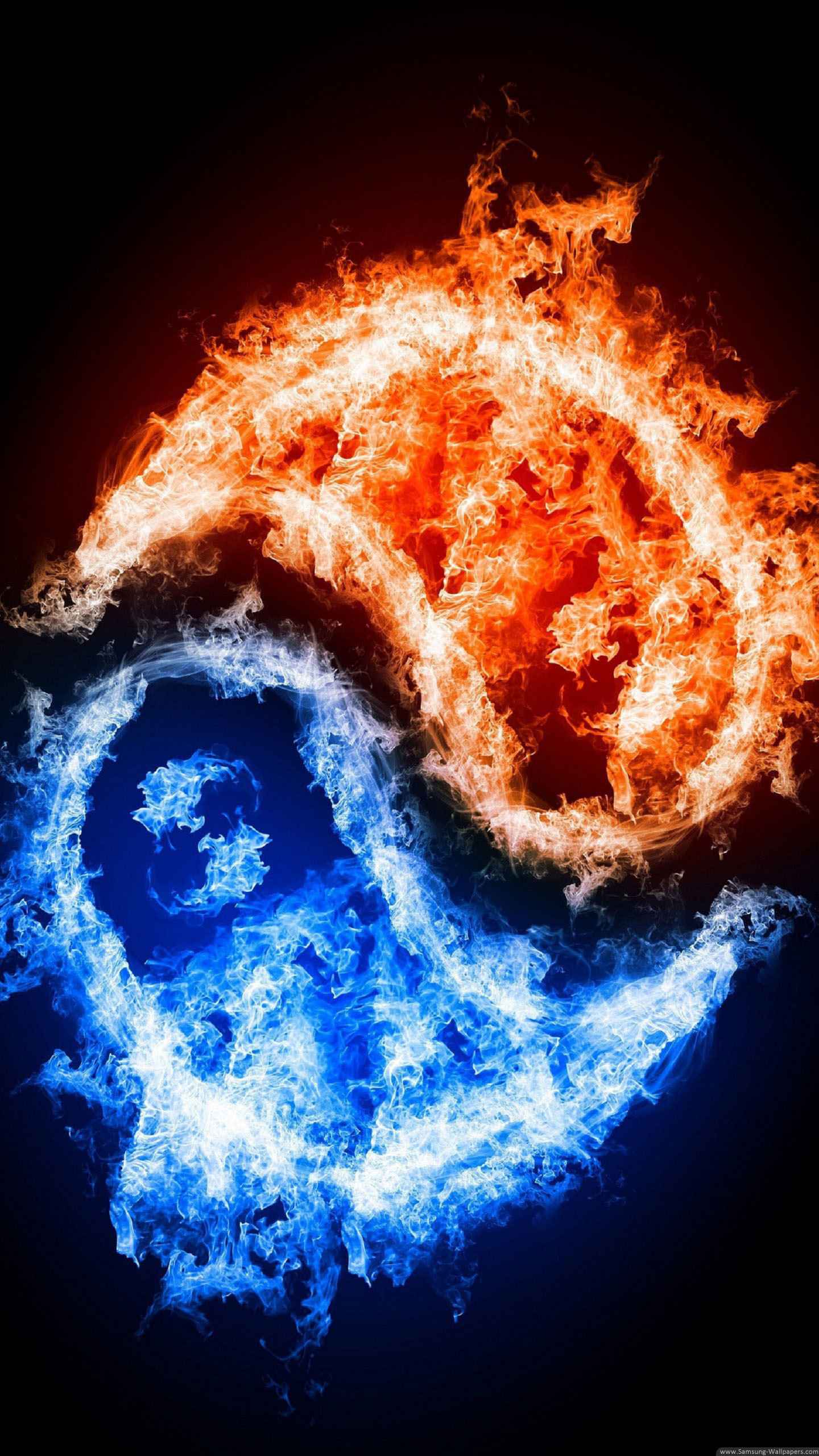 1440x2560, Flame Tai Chi Stock Samsung Galaxy Note - Yin Yang Water Fire - HD Wallpaper 