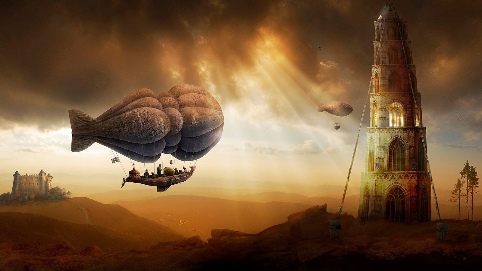 Fantasy Air Balloons - HD Wallpaper 