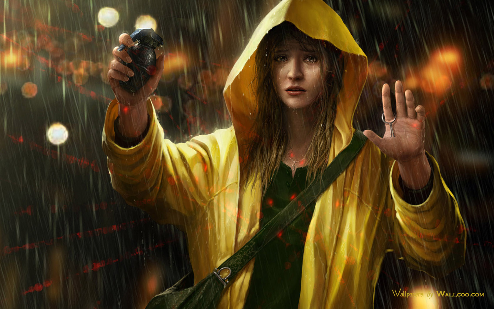 Digital Art Hd Wallpapers - Girl In Yellow Rain Jacket - HD Wallpaper 