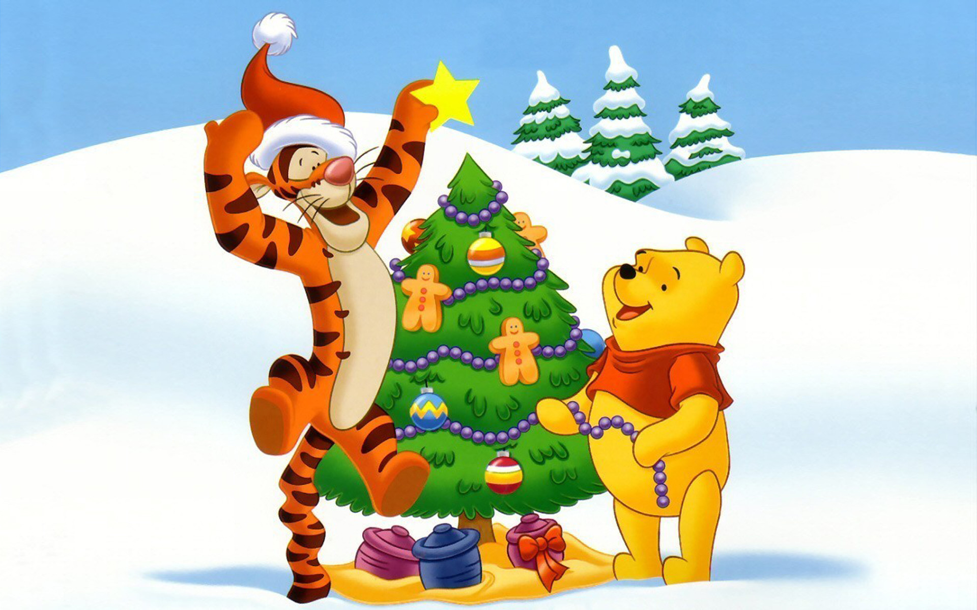 1920x1200, 
 Data Id 88333 
 Data Src /walls/full/1/c/4/88333 - Christmas Tree Cartoon Winnie The Pooh - HD Wallpaper 