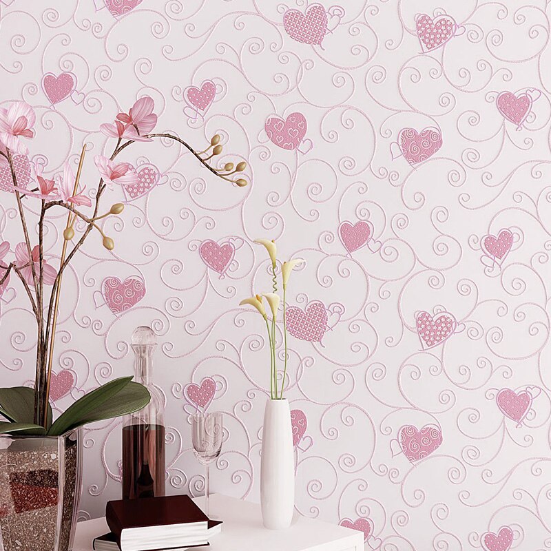 New Arrival Cute Cartoon Heart Sticker Wallpaper For Papel De Parede