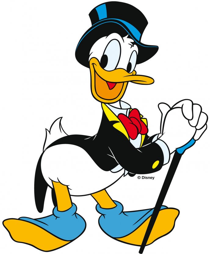 Donald Duck In Black Suit And Hat - HD Wallpaper 
