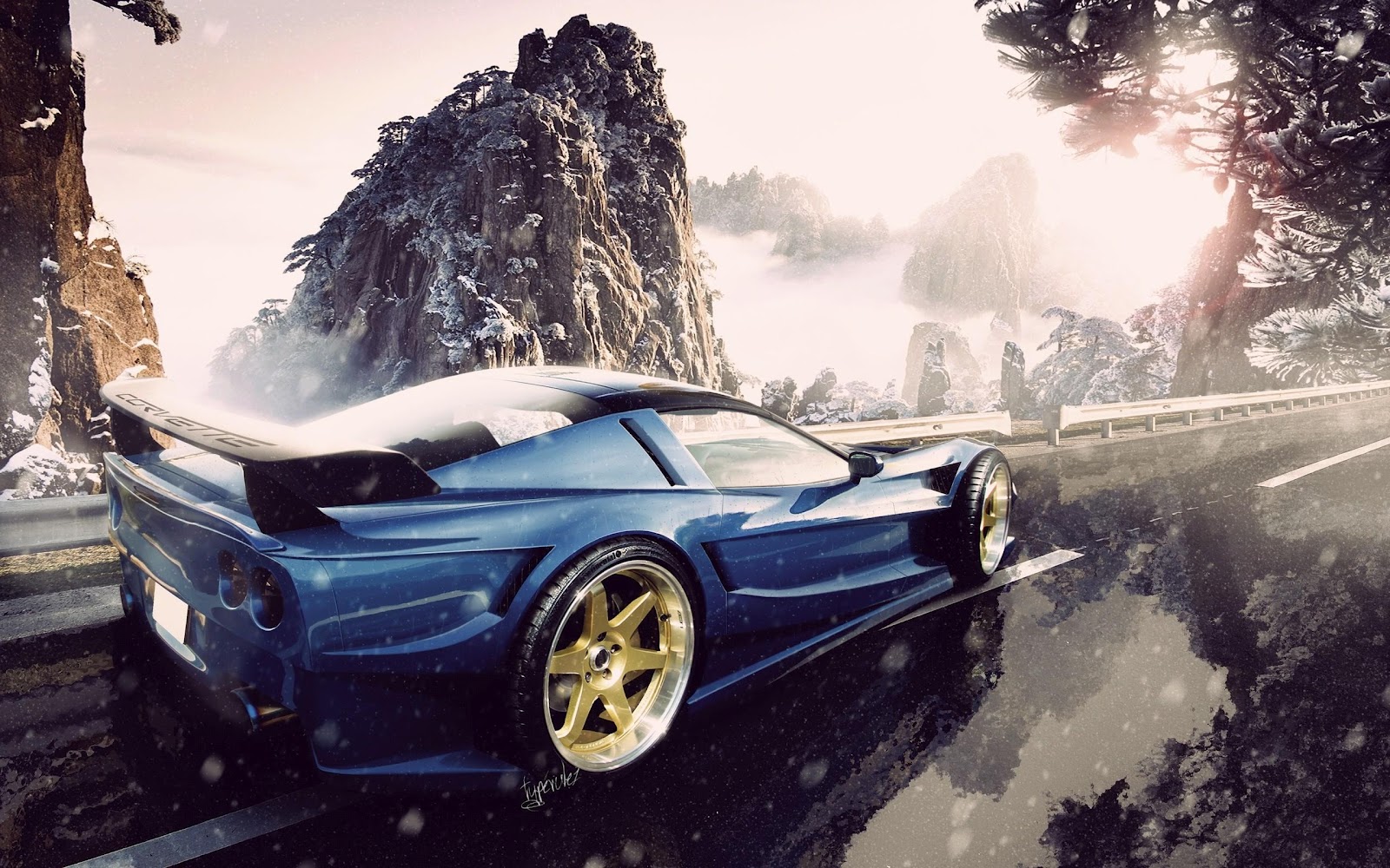 Sports Car In Mountains - HD Wallpaper 