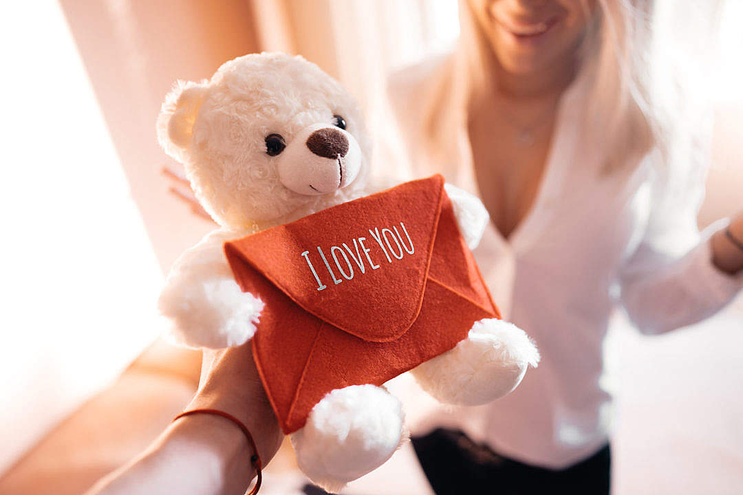 Download White Teddy Bear Valentine’s Day Gift Free - Teddy Bear - HD Wallpaper 