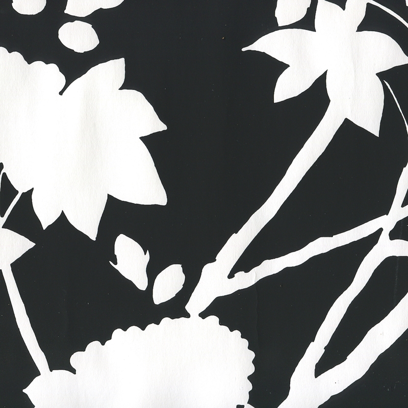 306189w Happy Garden Background, Black On White By - Quadrille - HD Wallpaper 